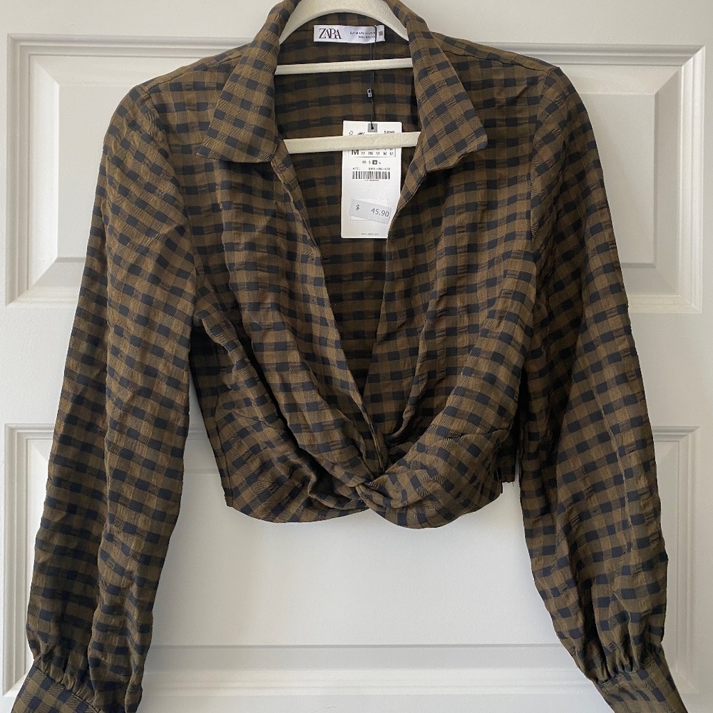 NWT Zara Checkered Crop Top